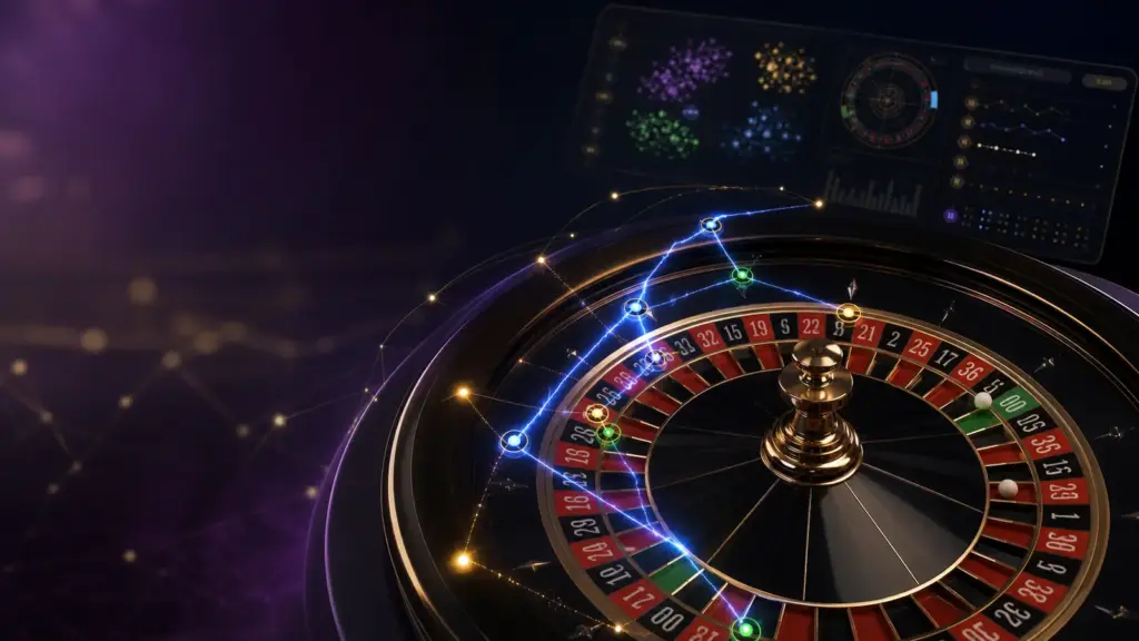 Custom pattern recognition for Lightning Roulette with roulette wheel and number analysis paths